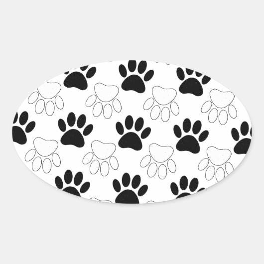 Zwart-wit kleurenpatroon ovale sticker (Voorkant)