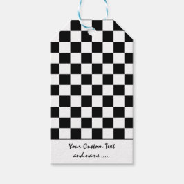 Zwart-wit kleurenvierkant / gecontroleerd patroon cadeaulabel