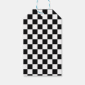 Zwart-wit kleurenvierkant / gecontroleerd patroon cadeaulabel (Achterkant)