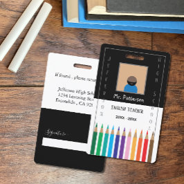 Zwart-wit Kleurpotloden Docenten ID-badge Badge