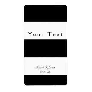 Zwart & Wit Klompstrepen Chic Wijnlabel Etiket