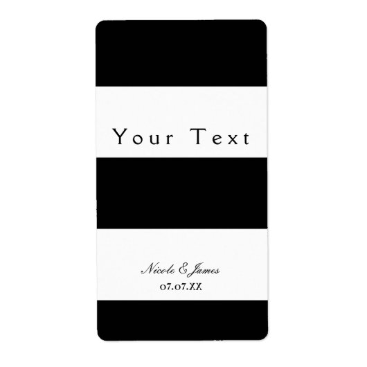 Zwart & Wit Klompstrepen Chic Wijnlabel Etiket (Voorkant)