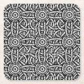 Zwart-wit knopen en touwen macrame stijl kartonnen onderzetters (Voorkant)