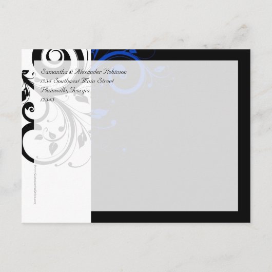 Zwart/Wit/Kobalt Blauw Bold Sla de datum op Aankondigingskaart (Achterkant)