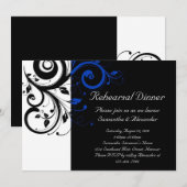 Zwart/wit/kobalt blauw huwelijk kaart (Voorkant / Achterkant)