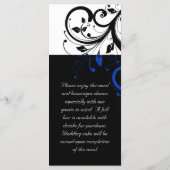 Zwart/wit/kobalt blauw huwelijk menu (Achterkant)