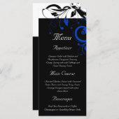 Zwart/wit/kobalt blauw huwelijk menu (Voorkant / Achterkant)