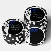 Zwart/wit/kobalt blauw huwelijk poker chips (Opstapeling)