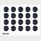 Zwart/wit/kobalt blauw huwelijk ronde sticker (Vel)