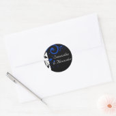 Zwart/wit/kobalt blauw huwelijk ronde sticker (Envelop)