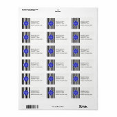 Zwart wit kobalt blauw Quatrefoil 3 Monogram Etiket (Full Sheet)