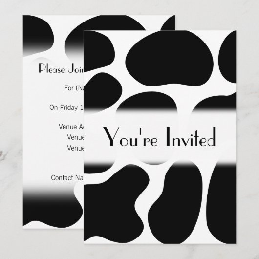 Zwart-wit koe afdrukpatroon. kaart (Voorkant / Achterkant)