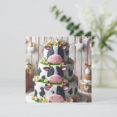 ZWART & WIT KOE CAKE VERJAARDAG KAART (Staand voorkant)