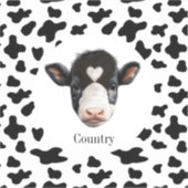 Zwart-wit Koe Gezicht Sticker (Voorkant)