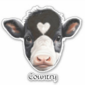 Zwart-wit Koe Gezicht Sticker (Voorkant)