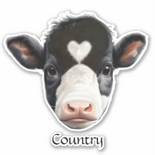 Zwart-wit Koe Gezicht Sticker (Voorkant)
