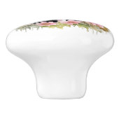 Zwart-wit Koe in bloei Keramische Knop (Zijkant)