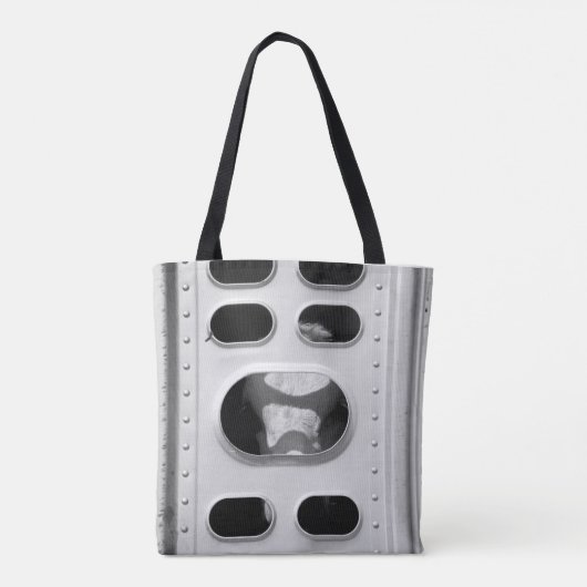 Zwart-wit Koe in een veewagen Medium Tote Bag (Achterkant)