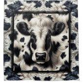 Zwart & Wit Koe Koeienhuid Furry Look Douchegordijn (Voorkant)