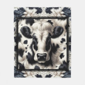 Zwart & Wit Koe Koeienhuid Furry Look Fleece Deken (Voorkant)
