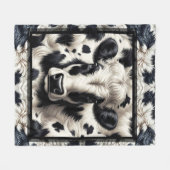 Zwart & Wit Koe Koeienhuid Furry Look Fleece Deken (Voorkant (Horizontaal))