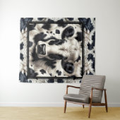 Zwart & Wit Koe Koeienhuid Furry Look Wandkleed (In Situ (horizontaal))