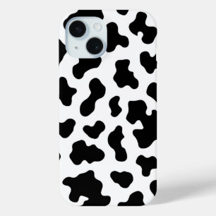 Zwart-wit Koe Koeienhuid Print iPhone 15 Case