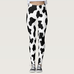 Zwart-wit Koe Koeienhuid Print Leggings