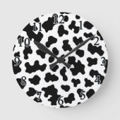 Zwart-wit Koe Koeienhuid Print Ronde Klok (Voorkant)