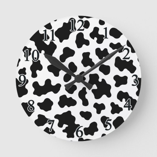 Zwart-wit Koe Koeienhuid Print Ronde Klok (Voorkant)