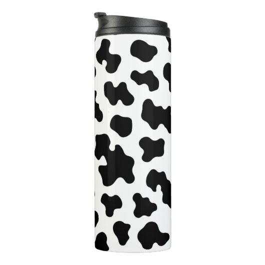 Zwart-wit Koe Koeienhuid Print Thermosbeker (Geroteerd rechts)