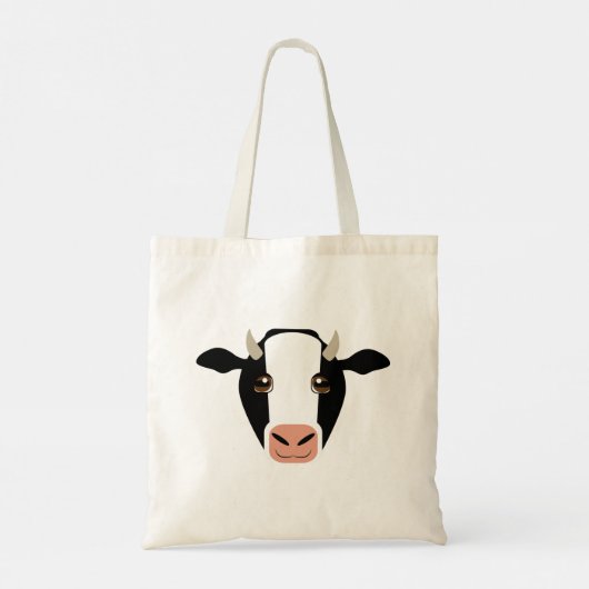 Zwart-wit Koe met hoorns op de Canvas tas (Achterkant)