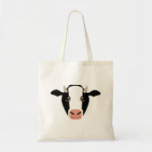 Zwart-wit Koe met hoorns op de Canvas tas (Voorkant)