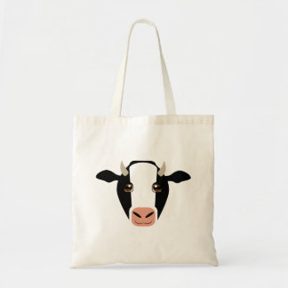 Zwart-wit Koe met hoorns op de Canvas tas