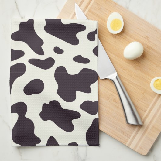 Zwart-wit Koe Patroon Afdrukgordijn Theedoek (Quarter Fold)