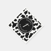 Zwart & Wit Koe Print Cowboy Eerste Verjaardag Servet (Hoek)