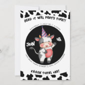 Zwart & Wit Koe Print Eerste 1e Verjaardagsfeest Kaart (Voorkant)