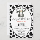 Zwart Wit Koe Print Heilige Koe 1e Verjaardag Kaart (Voorkant)