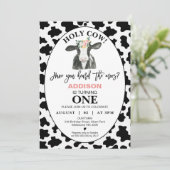 Zwart Wit Koe Print Heilige Koe 1e Verjaardag Kaart (Staand voorkant)