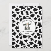 Zwart Wit Koe Print Heilige Koe 1e Verjaardag Kaart (Achterkant)