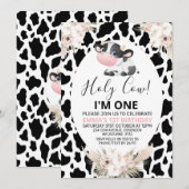 Zwart Wit Koe Print Heilige Koe Verjaardag Kaart (Voorkant / Achterkant)