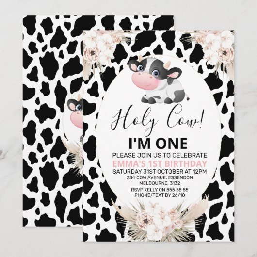 Zwart Wit Koe Print Heilige Koe Verjaardag Kaart (Voorkant / Achterkant)