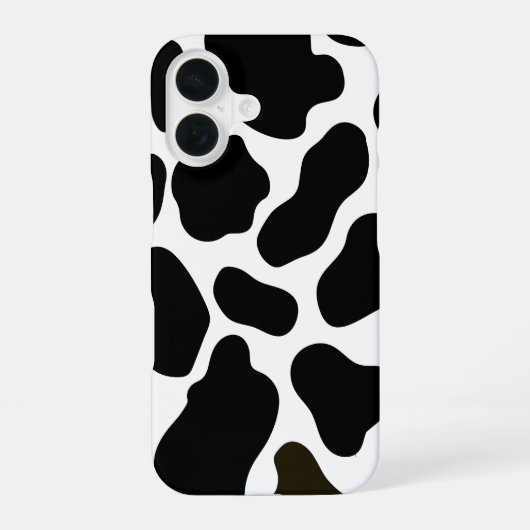 Zwart-wit Koe Print iPhone 16 Hoesje (Achterkant)