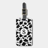 Zwart Wit Koe Print Monogram Bagagelabel (Voorkant verticaal)