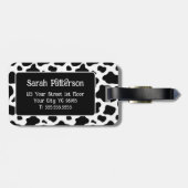 Zwart Wit Koe Print Monogram Bagagelabel (Achterkant horizontaal)