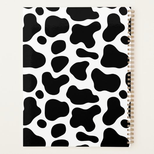 Zwart-wit Koe print spiraal notitieboek (Achterkant)