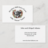 Zwart-wit Koe Roos Krans Dairy Boerderij Visitekaartje (Voorkant / Achterkant)