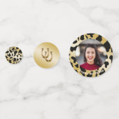 Zwart Wit Koe Skin met Goud, Hoefijzer & Foto Confetti (Voorkanten)