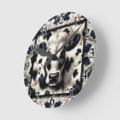 Zwart & Wit Koe Spots Furry Look Ronde Klok (Hoek)