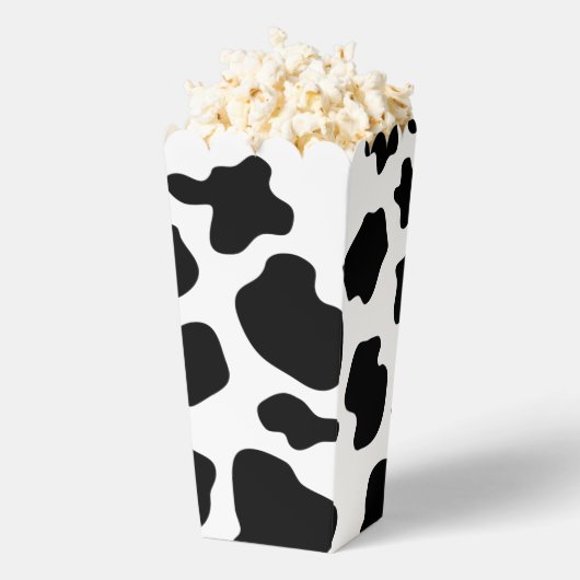 Zwart-wit koe vlekken op maat popcorn bedankdoosjes (Popped)